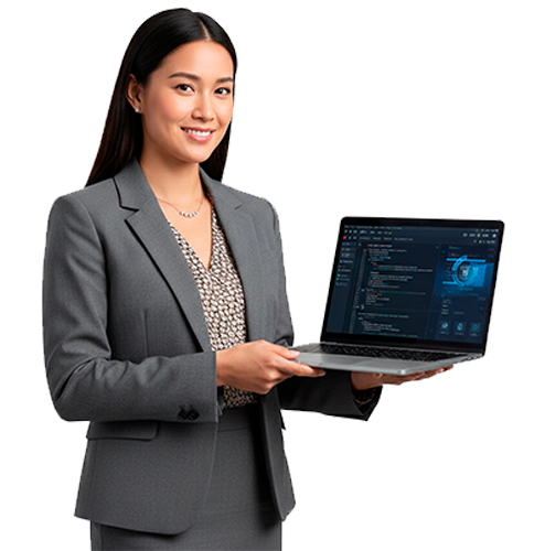 chica ejecutiva con una laptop en sus manos